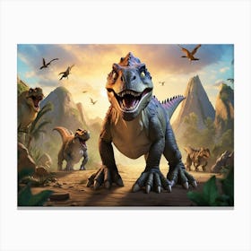Dinosaurs In The Desert Canvas Print