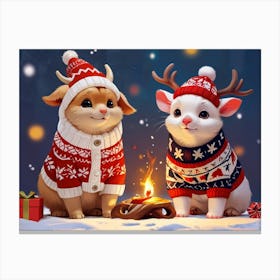 Christmas Animals 2 Canvas Print