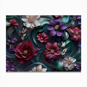 3d Floral Wallpaper 1 Canvas Print