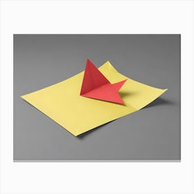 Red Paper Triangle On Yellow Paper Minimalist Geometric Design Canvas Print