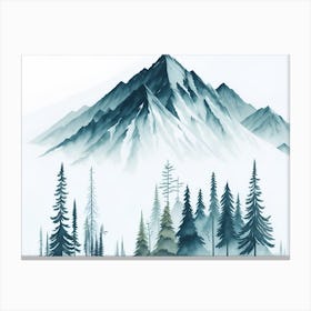 Mountain And Forest In Minimalist Watercolor Horizontal Composition 339 Canvas Print