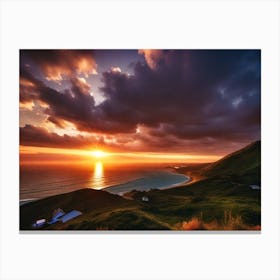 Sunset Over A Hill 1 Canvas Print