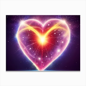 A Colorful Glowing Heart On A Dark Background Horizontal Composition 51 Canvas Print