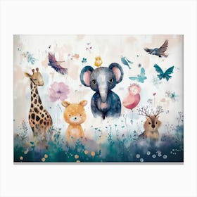 Animals And Pastel Colors 1 Canvas Print