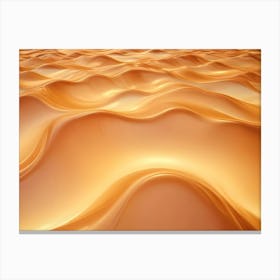 Abstract Background Of Flowing, Wave Like Patterns In Shades Of Golden Yellow, Creating A Smooth And Luxurious Texture Canvas Print