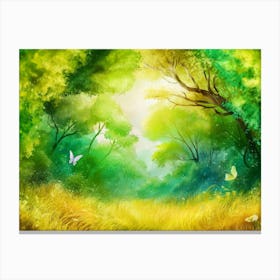 Watercolor Of A Forest Canvas Print