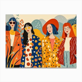 Illustration Of A Group Of Women Canvas Print