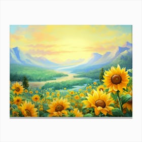 Sunflowers In The Mountains Canvas Print