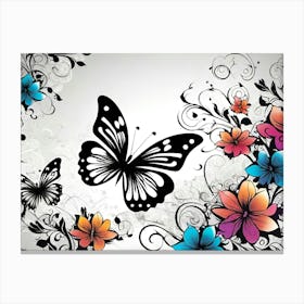 Butterfly And Flowers 8 Canvas Print