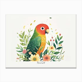 Little Floral Parrot 2 Poster Canvas Print