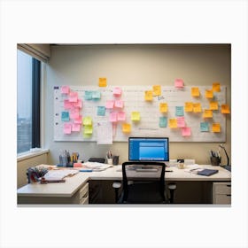 A Bustling Office Scene Embodying Future Concepts Anxiety For Meeting Deadlines Tangible In The Air (2) Canvas Print