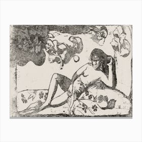 Woman With Mangos Tired, From The Suite Of Late Woodblock Prints, Paul Gauguin Canvas Print