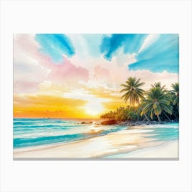 Exotic Thai Beach at Sunset Canvas Print