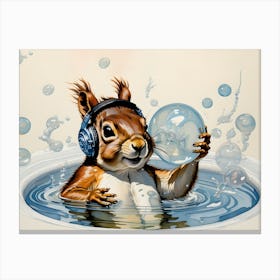 Sweet Squirrel In A Bubble bath Canvas Print