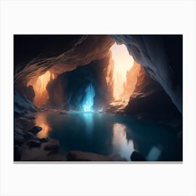 Light Filtering Through Caves And Dripping Water Canvas Print