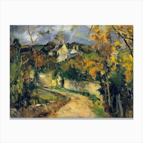 Village Tranquility Painting Inspired By Paul Cezanne Canvas Print