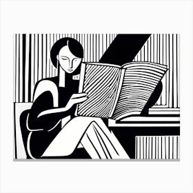 Just a girl who loves to read, Lion cut inspired Black and white Stylized portrait of a Woman reading a book, reading art, book worm, Reading girl 170 Canvas Print