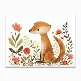 Little Floral Ferret 2 Canvas Print