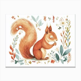 Little Floral Squirrel 3 Canvas Print
