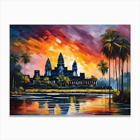 Sunset At Angkor Canvas Print