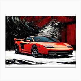 Orange Sports Car 2 Canvas Print