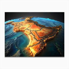 3d Render Of A Realistic Map Of The Iberian Peninsula Canvas Print