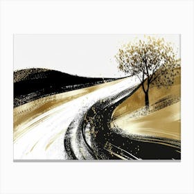 Black And Gold Road Canvas Print