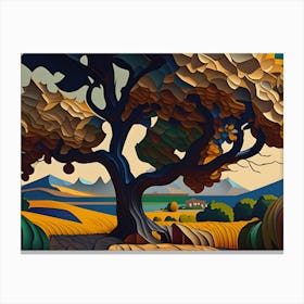 Tree In The Field Canvas Print