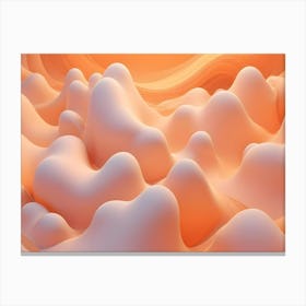 An Abstract Design Featuring Smooth, Flowing, Peach Colored Waves And A Glowing Light Emanating From The Top Canvas Print