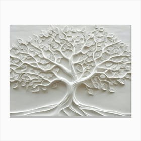 3d Relief White Tree 1 Canvas Print