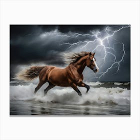 Horse In The Storm - Ai Canvas Print