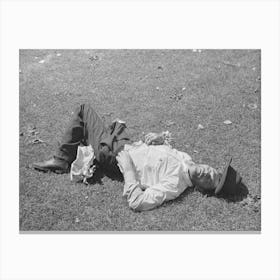 Transient Laborer Asleep In Park, Gateway District, Minneapolis, Minnesota By Russell Lee Canvas Print