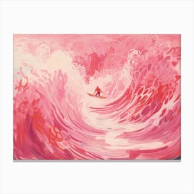 Pink Wave Surfer Canvas Print