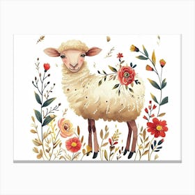 Little Floral Sheep 6 Canvas Print