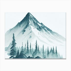 Mountain And Forest In Minimalist Watercolor Horizontal Composition 229 Canvas Print