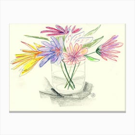 Pencil Flowers 4- floral vertical minimal Canvas Print