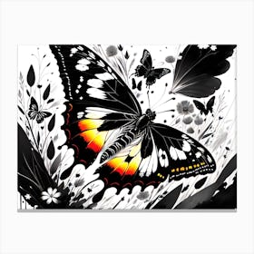 Black And White Butterfly Canvas Print