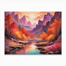 River In Autumn Canvas Print