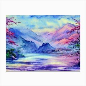 Crimson Dawn At Misty Peaks Canvas Print