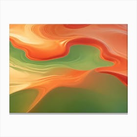 Abstract Background Of Swirling, Flowing Colors In Shades Of Orange, Green, And Cream Canvas Print