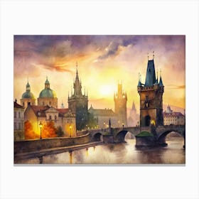 Prague At Sunset Canvas Print