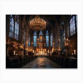 Interior Of A Church Paintings Art Print Canvas Print