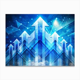 Abstract Blue Upward Arrows With Network Connection Canvas Print