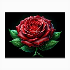 Single Red Rose On Black Background 1 Canvas Print