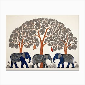 Default Traditional Gond Art From India Of Elephants And Trees 0 (2) Canvas Print