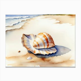 Seashell on the beach, watercolor painting 2 Canvas Print