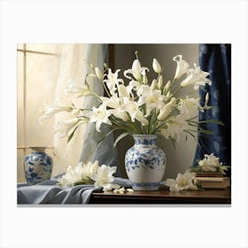 White Lilies In A Vase Canvas Print