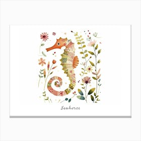 Little Floral Seahorse 2 Poster Canvas Print