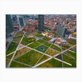 City park in Milan Aerial View Canvas Print