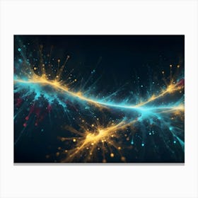 Abstract Image Of A Glowing, Golden Wave With Blue And Red Accents Canvas Print